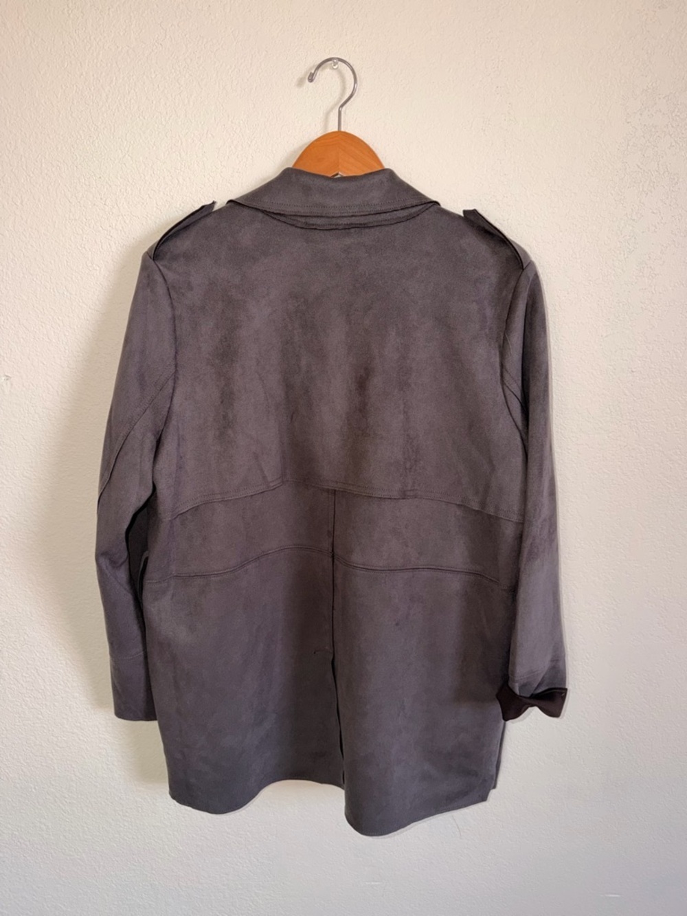 Truth Charcoal Gray Suede-Look Trench Coat - Picture 3 of 3